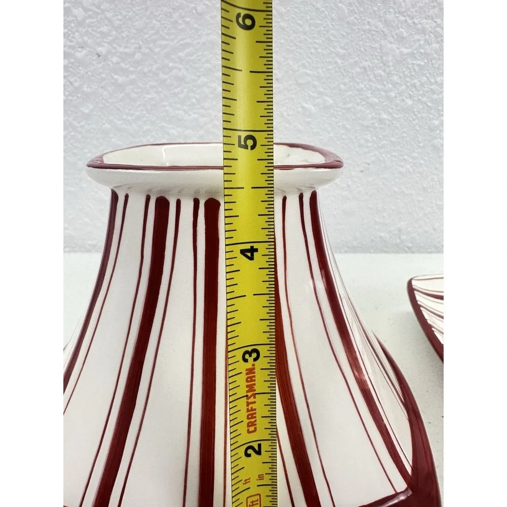 Yankee Candle Candy Cane Stripe Candle Shade Topper & Plate Set 2PCS